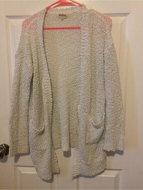 Listicle Ivory Bouclé Open-Front Cardigan Sweater